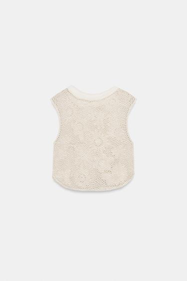 FLORAL CROCHET TOP - White by Zara - Image 8