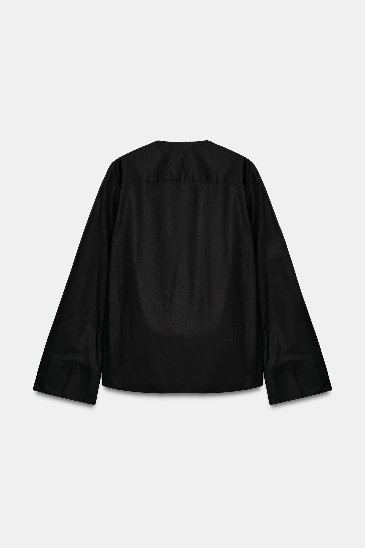 Женская рубашка Zara ZW Collection Pleated, цвет: Чёрный — фото 6