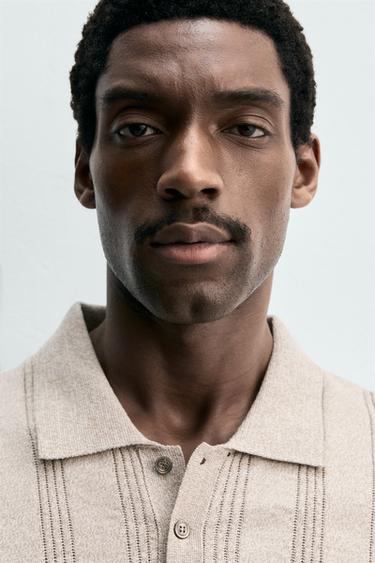 Zaras TENNISTRÖJA I REGULAR FIT MED STRUKTUR - Naturfärg/beige