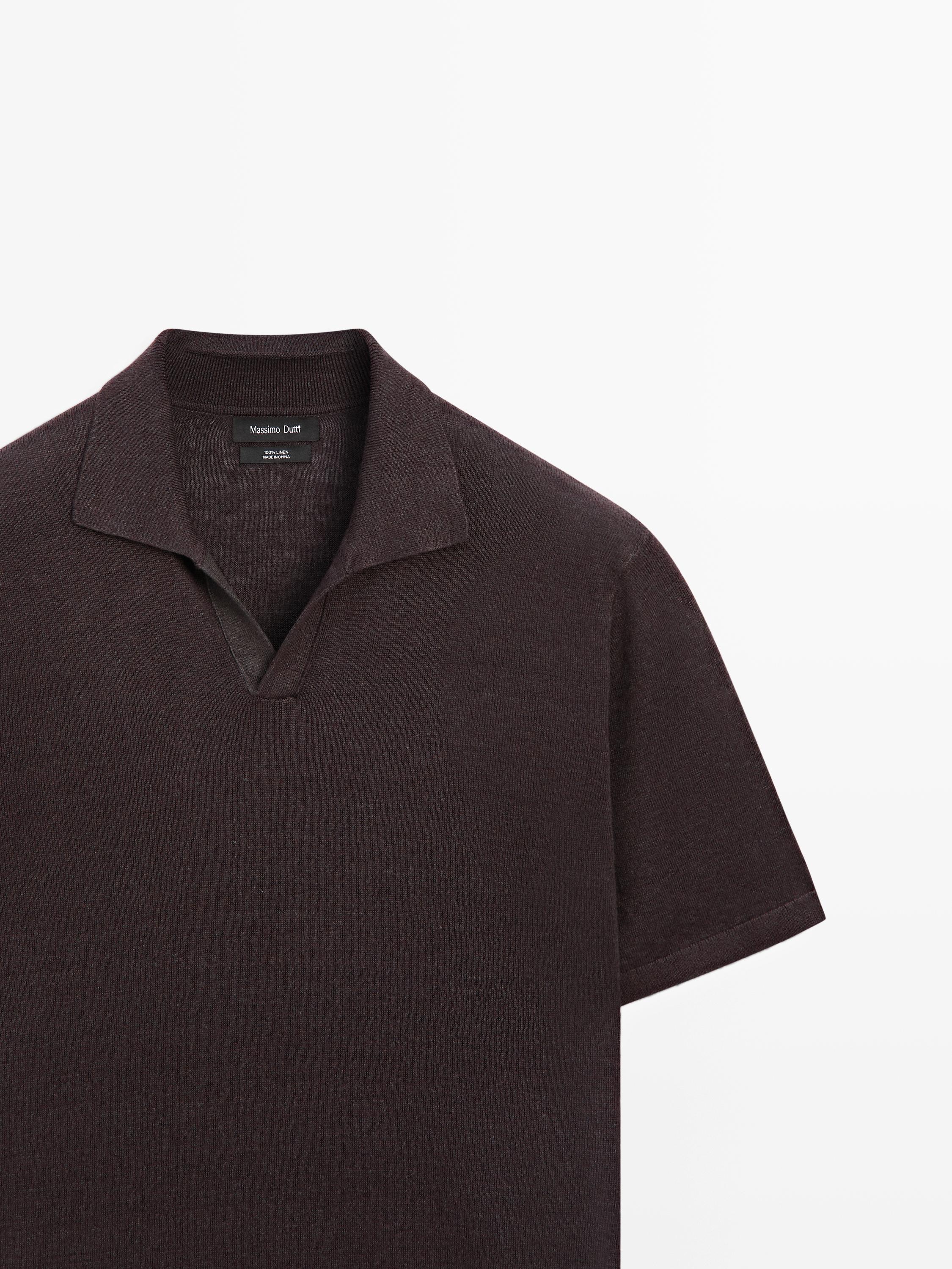 Linen V-neck polo sweater