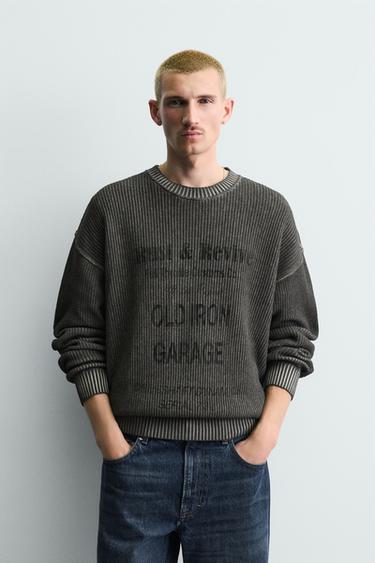 WASHED PRINTED JUMPER - Black by Zara