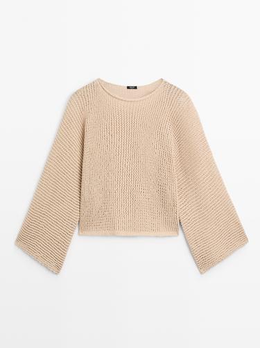 Pull en maille ajourée - Écru de Zara
