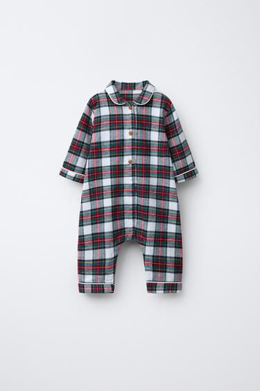 FLANNEL CHECK SLEEPSUIT - Ecru by Zara