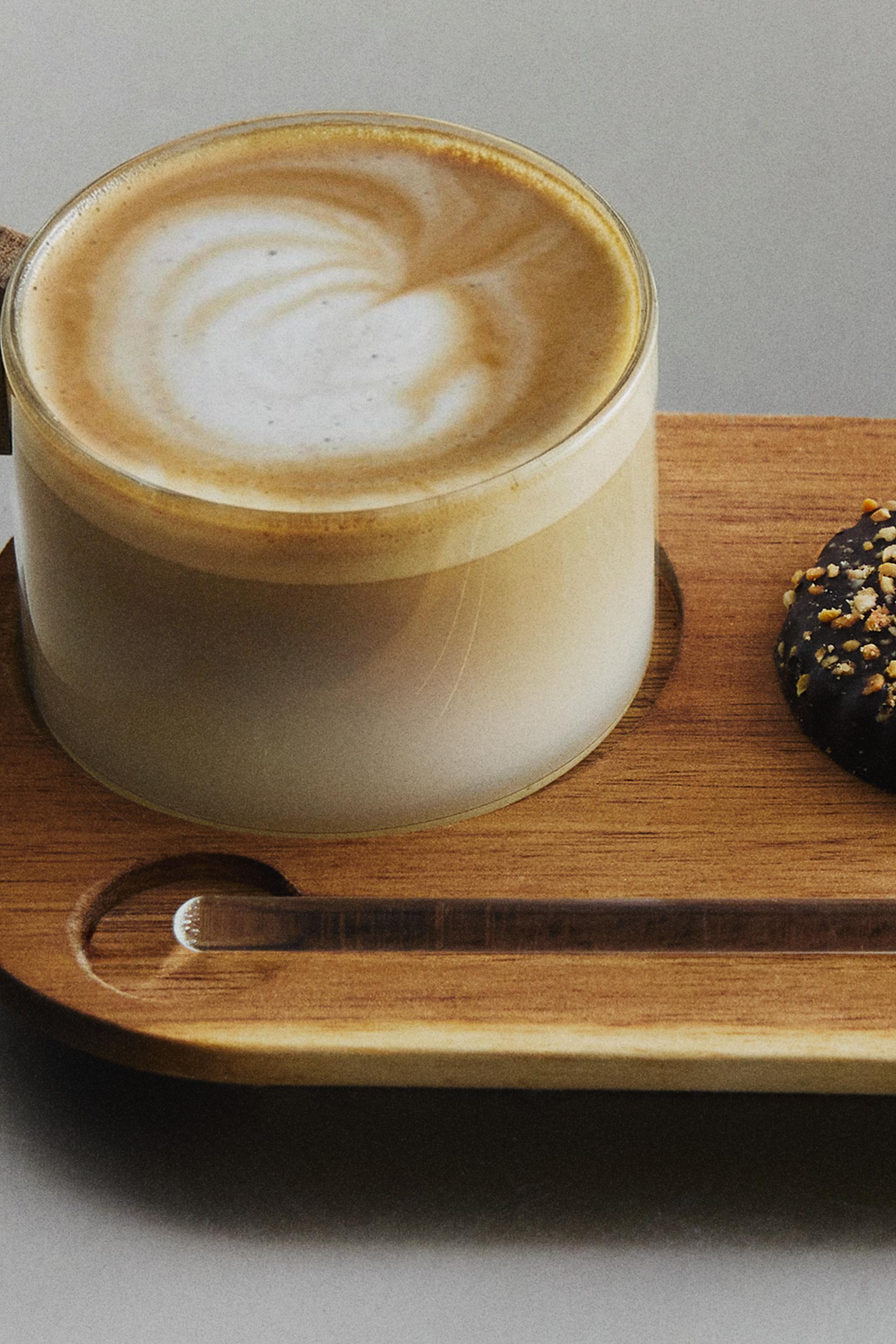 BOROSILICATE GLASS MUG WITH TRAY — Transparent