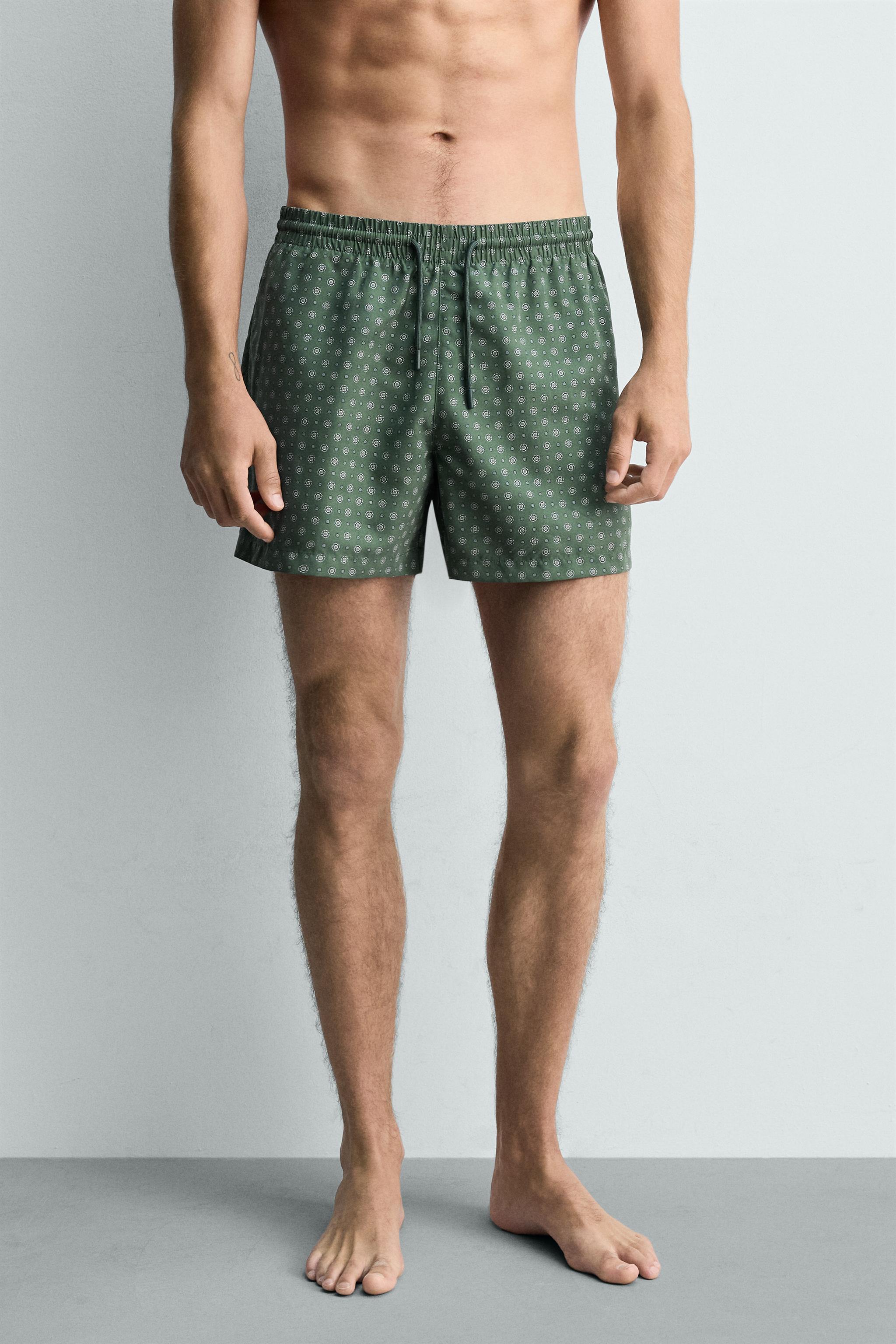 MID-LENGTH GEOMETRIC PRINT SWIMSUIT