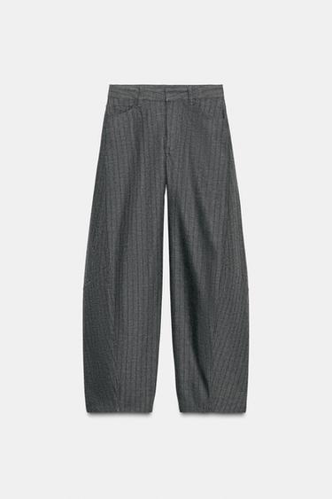 Zara STRIPED PANTS ZW COLLECTION - Gray