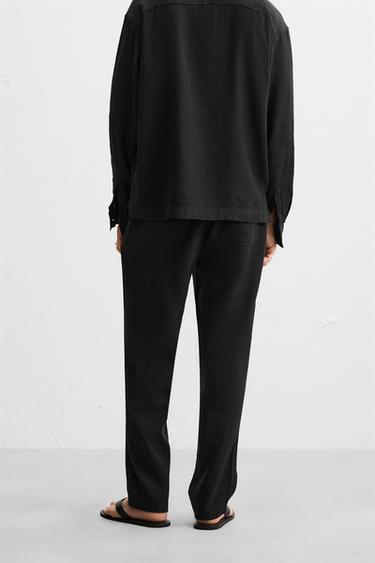 PANTALON LIN ET COTON - Noir de Zara - Image 2