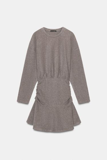 Zara SOFT SASH DRESS - taupe brown