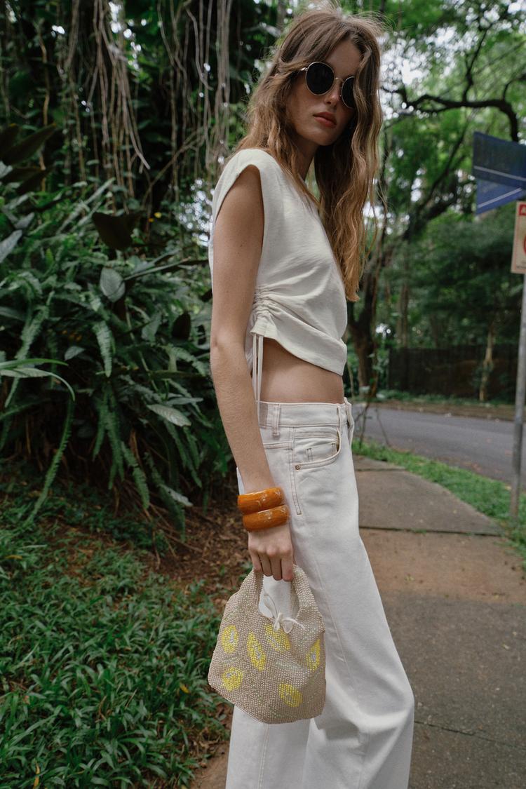 LİMON DESENLİ MİNİ EL ÇANTASI