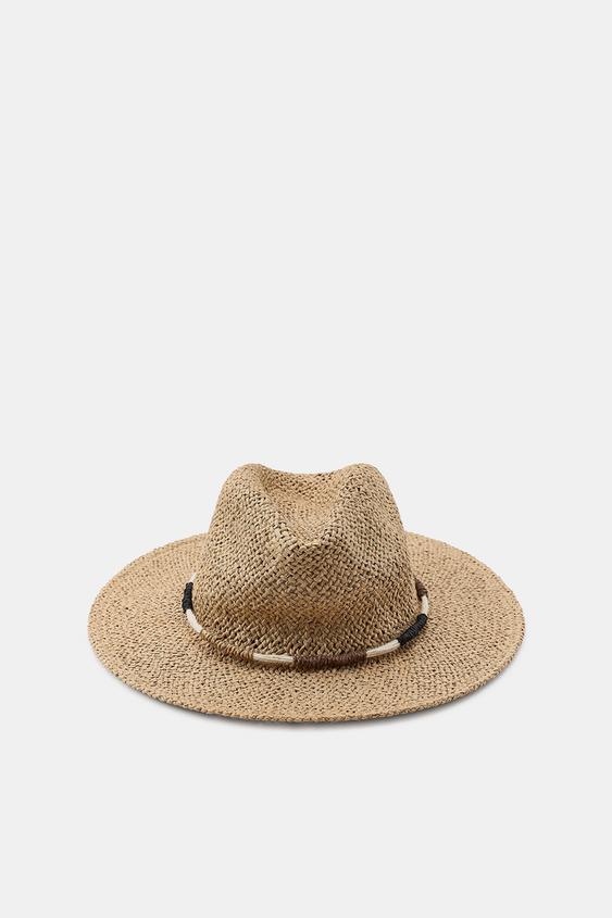 CHAPEAU EN PAPIER TRESSÉ À LACET - Beige clair de Zara - Image 2
