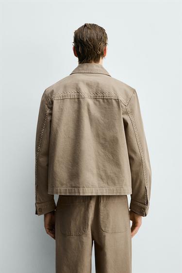 SURCHEMISE COUPE BOX Y BRODÉE - Marron clair chiné de Zara - Image 2