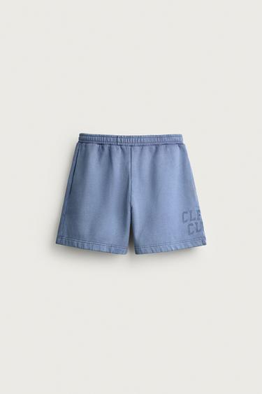 WASHED PRINTED JOGGER BERMUDA SHORTS - Sky blue by Zara