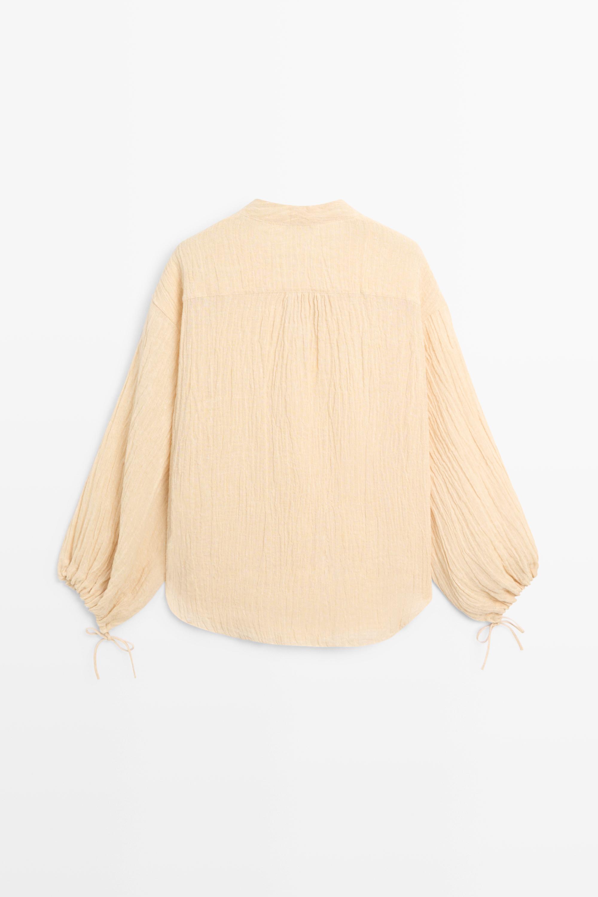 Pleated linen blend shirt