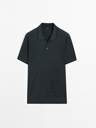Polo en maille avec col coloré - Chiné foncé de Zara - Image 0