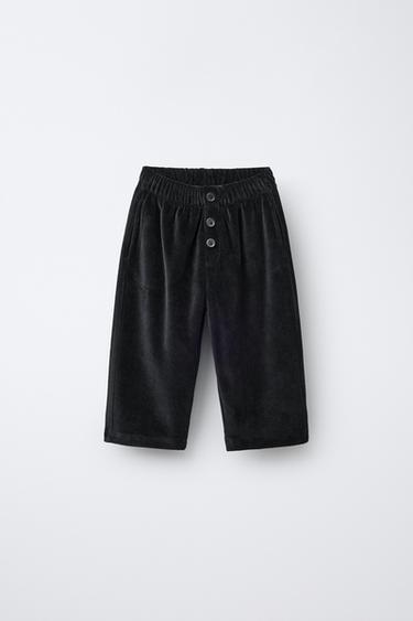 PANTALÓN BAGGY VELVET  - Negro de Zara - Imagen 0