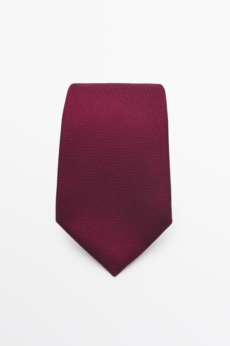 100% silk textured tie — Maroon