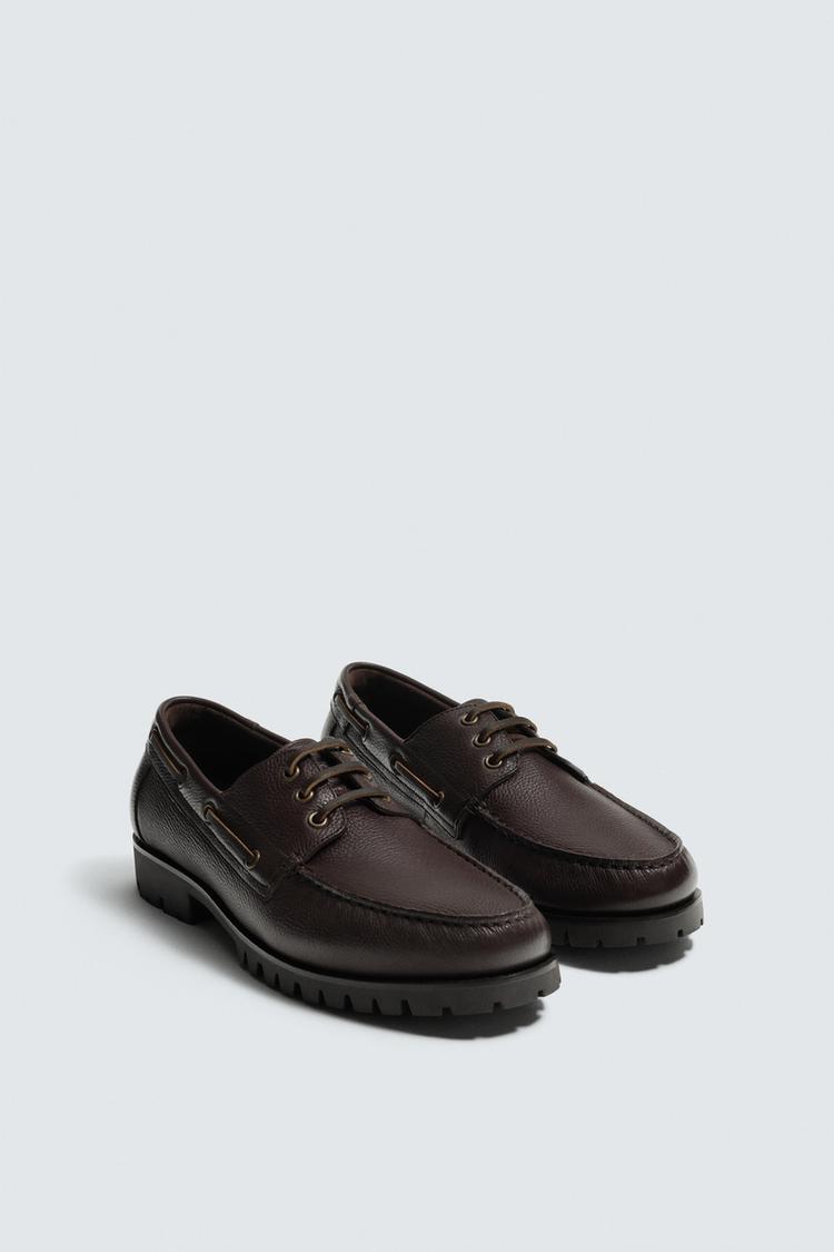 ZARA LEATHER DECK SHOES
