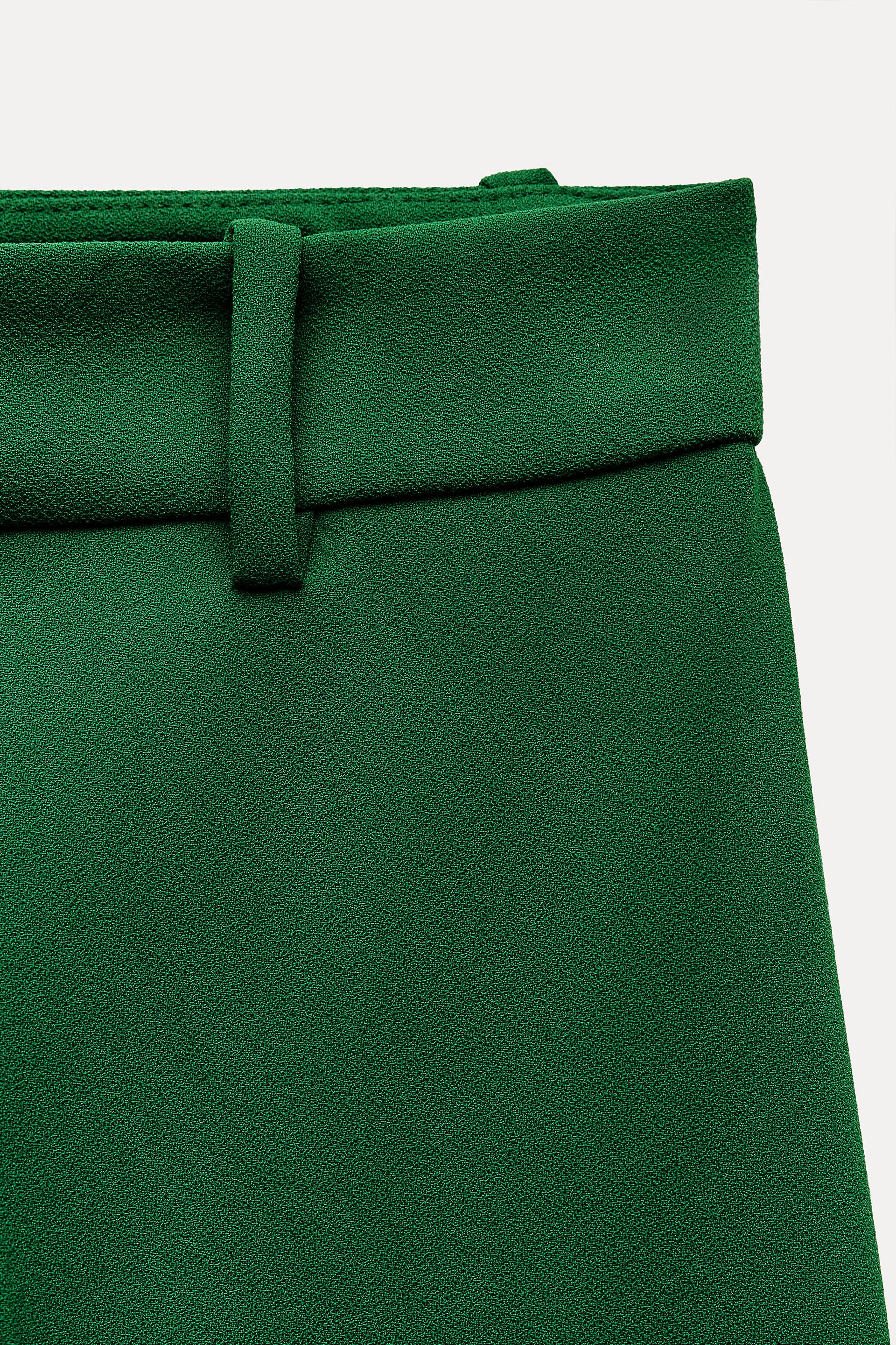 Zara Girls Green Moto Pants with Zipper Pockets - Size 13/14 28 Waist