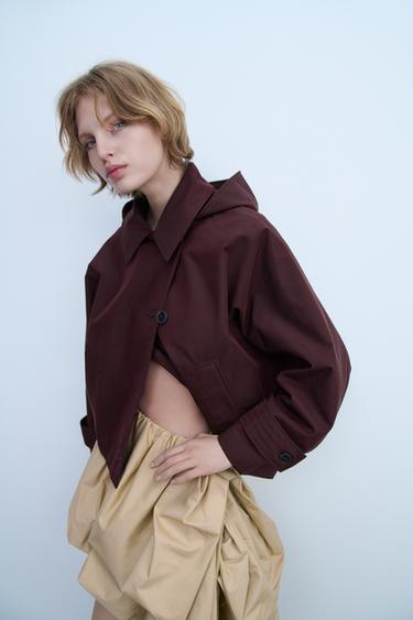 ZW COLLECTION WATER-REPELLENT TRENCH COAT - Burgundy by Zara