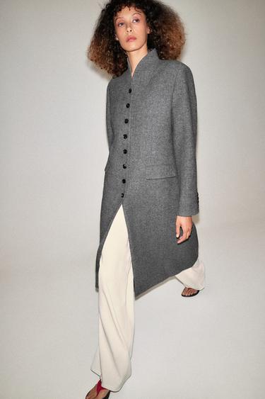 ZW COLLECTION WOOL COAT WITH BUTTONS - Grey by Zara - Image 0