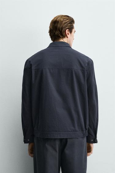 BLOUSON REGULAR FIT À CARREAUX - Bleu marine de Zara - Image 2