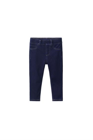 DENIM-LEGGINGS MIT ZIERNÄHTEN - Blau by Zara