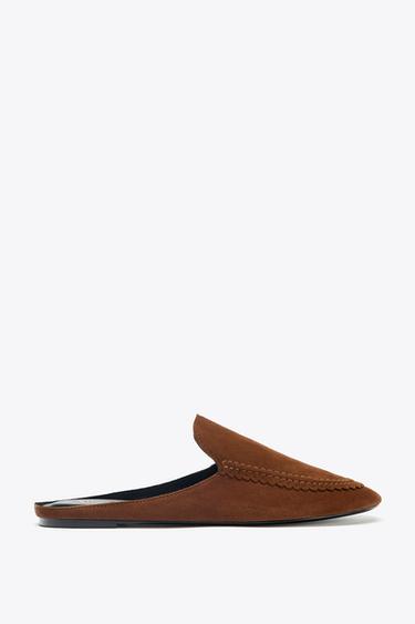SLINGBACK SPLIT SUEDE BABOUCHES - Brick by Zara