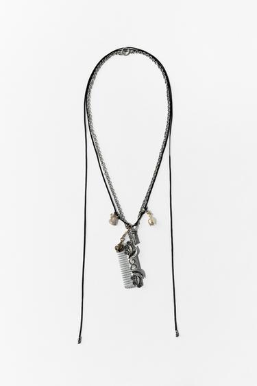 PACK OF 2 CHARM COMB NECKLACES - Silver by Zara