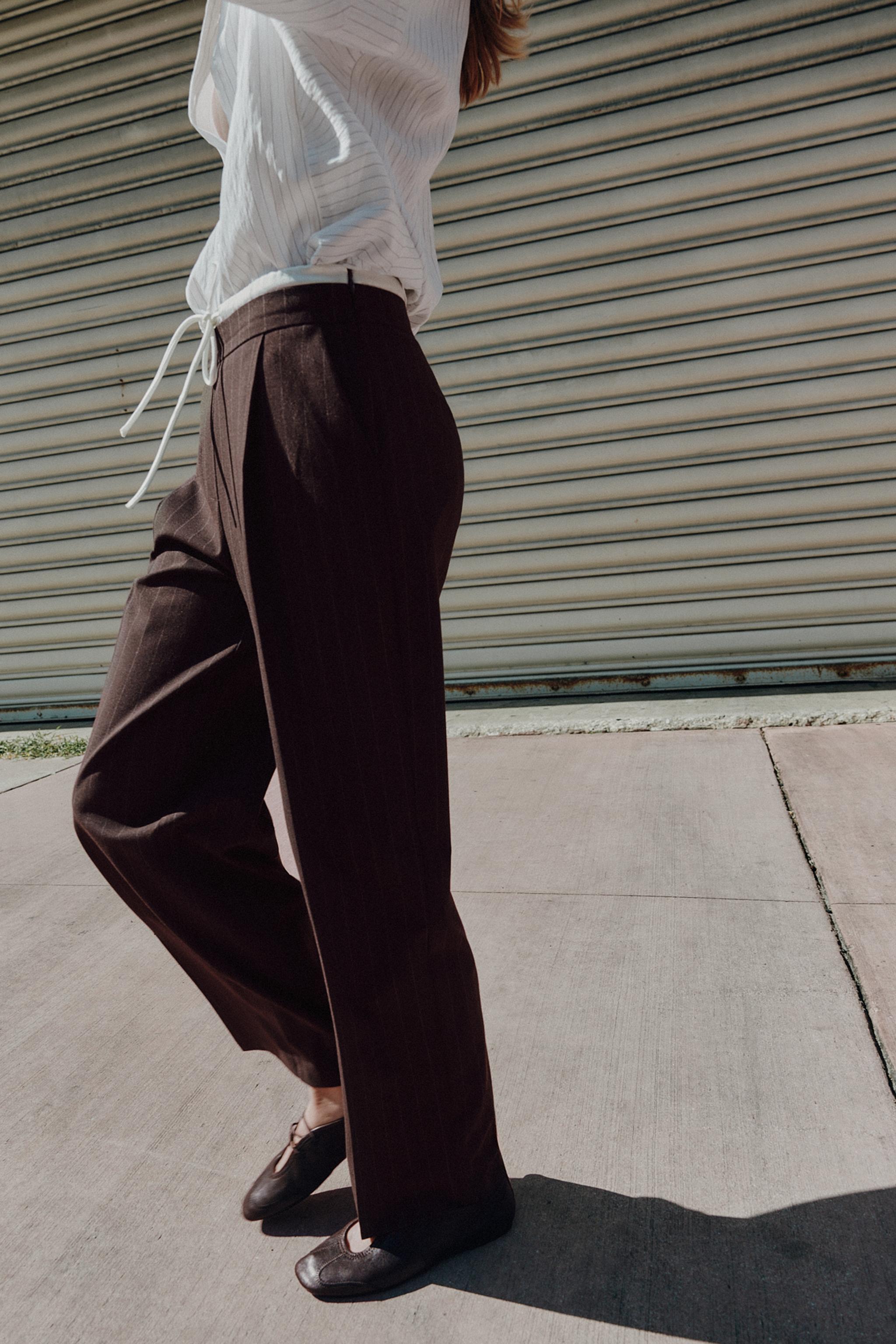 WIDE LEG PANTS WITH DOUBLE WAISTBAND