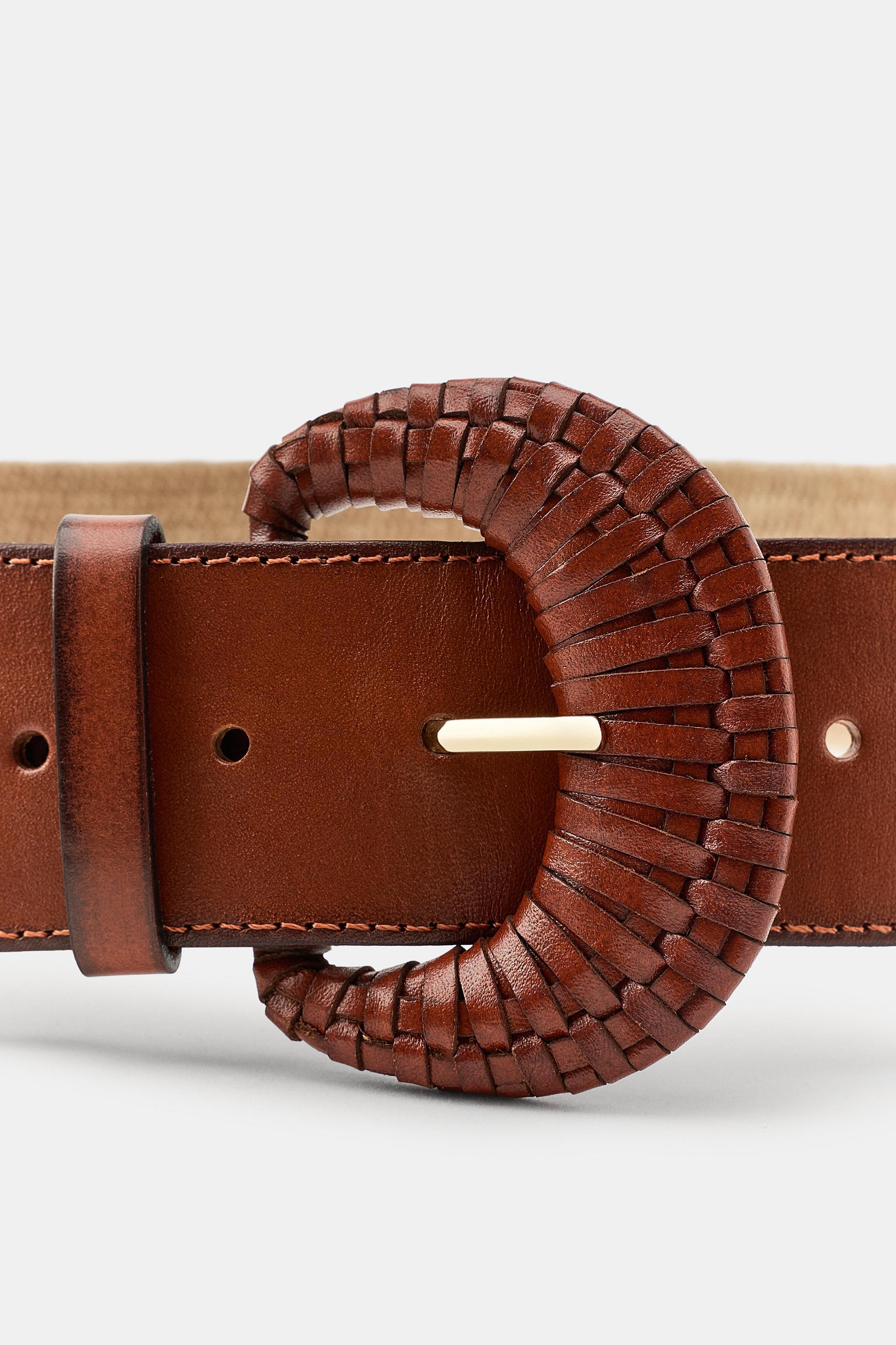 Женские ремни Zara ELASTIC JUTE LEATHER BELT — фото 4