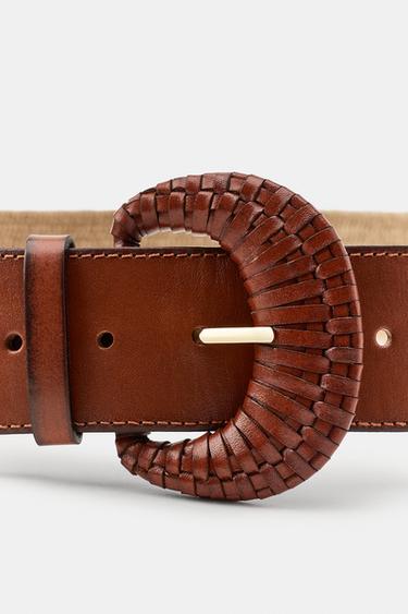 CEINTURE ÉLASTIQUE EN JUTE ET CUIR - Beige de Zara - Image 3