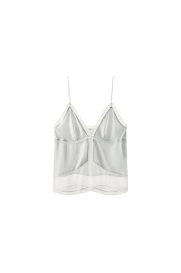TOP SETINAT COMBINAT - Blau pastel de Zara