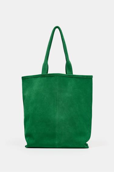 Zara SHOPPER TORBA OD ANTILOP KOŽE – Zelena