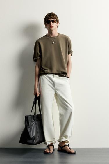 SOFT RELAXED FIT T-SHIRT - Olive green by Zara