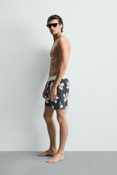 MAILLOT DE BAIN LONG IMPRIMÉ HIBISCUS - Bleu marine de Zara - Image 4