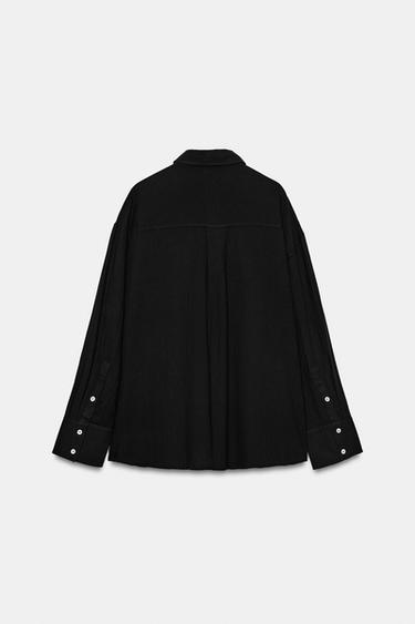 CHEMISE OVERSIZE GAZE POCHE - Noir de Zara - Image 5