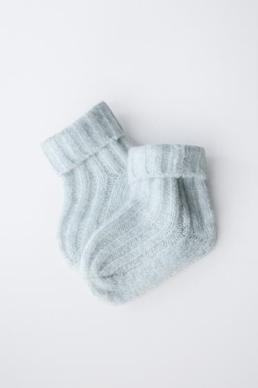 CHAUSSETTES EN MAILLE CÔTELÉE - Bleu d'eau de Zara - Image 1