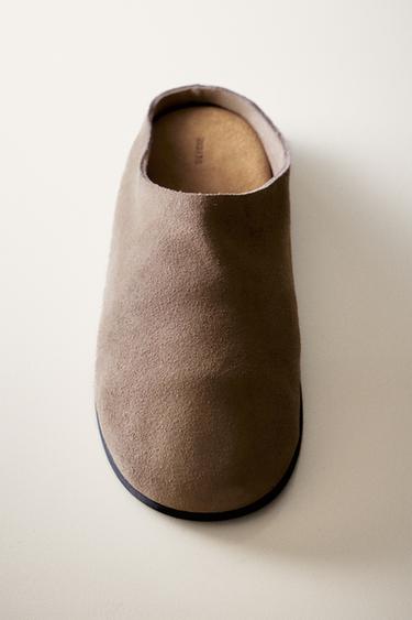 MINIMALISTISCHE LEREN CLOGS - Grijs van Zara