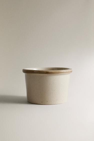 CYLINDRICAL STONEWARE SNACK BOWL - Grey / Beige by Zara