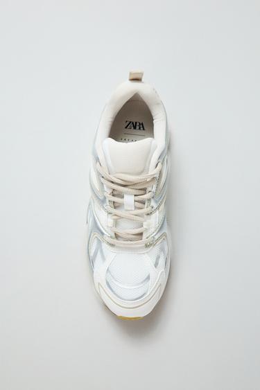 Zara COLOR-BLOCKED SNEAKERS - Silver