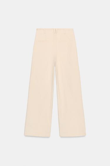 CORDUROY EFFECT STRAIGHT-LEG TROUSERS - Ecru by Zara - Image 7