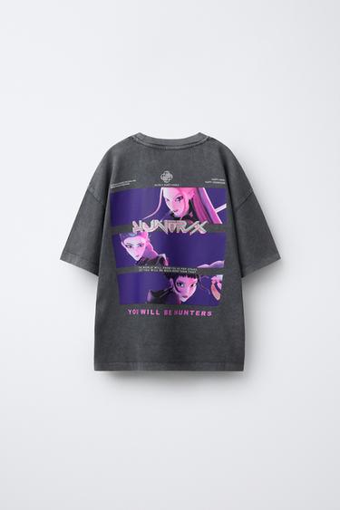 KPOP DEMON HUNTERS™ NETFLIX © WASHED PRINT T-SHIRT - Dark anthracite by Zara - Image 1