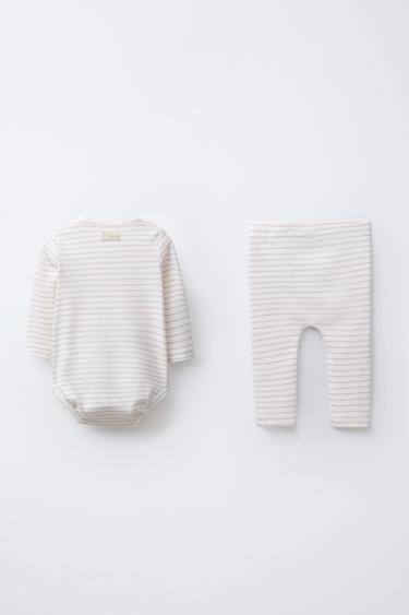 LOT BODY ET LEGGING PIÈCE OURS ET RAYURES - Vison de Zara - Image 1