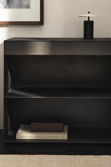 METAL BEDSIDE TABLE WITH DRAWER - Charcoal by Zara
