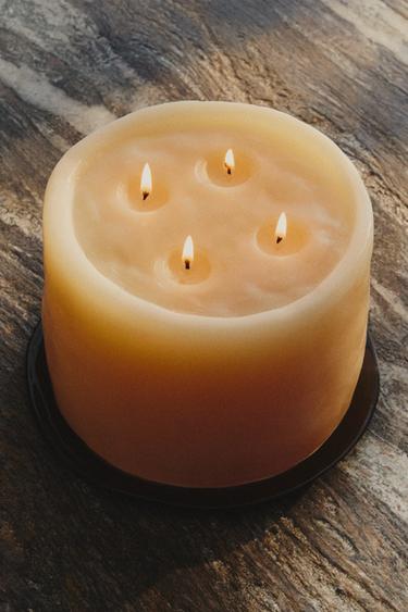 Zara BEIGE DECORATIVE PILLAR CANDLE - Cream