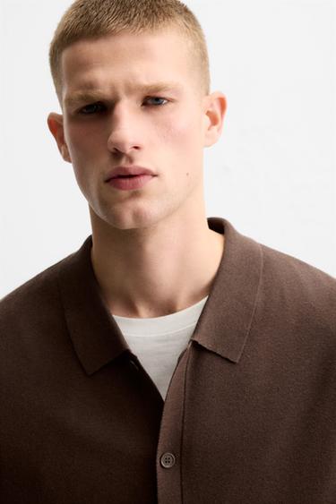 FLOWING KNIT SHIRT - Brown by Zara - Image 4