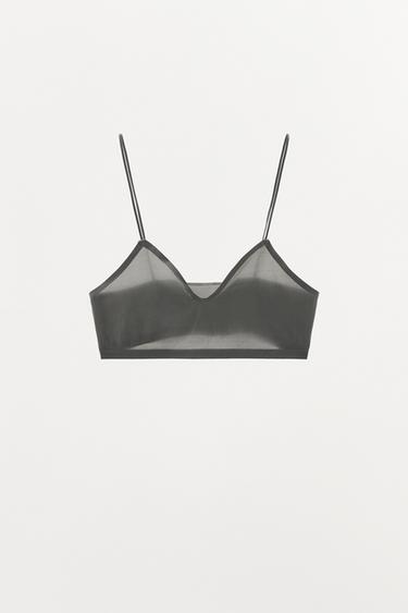 POLYAMIDE TRIANGLE BRALETTE - Green by Zara - Image 0