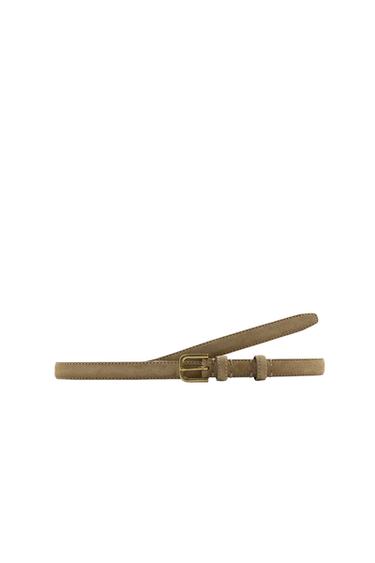Zara LIMITED EDITION SPLIT LEATHER BELT - Beige