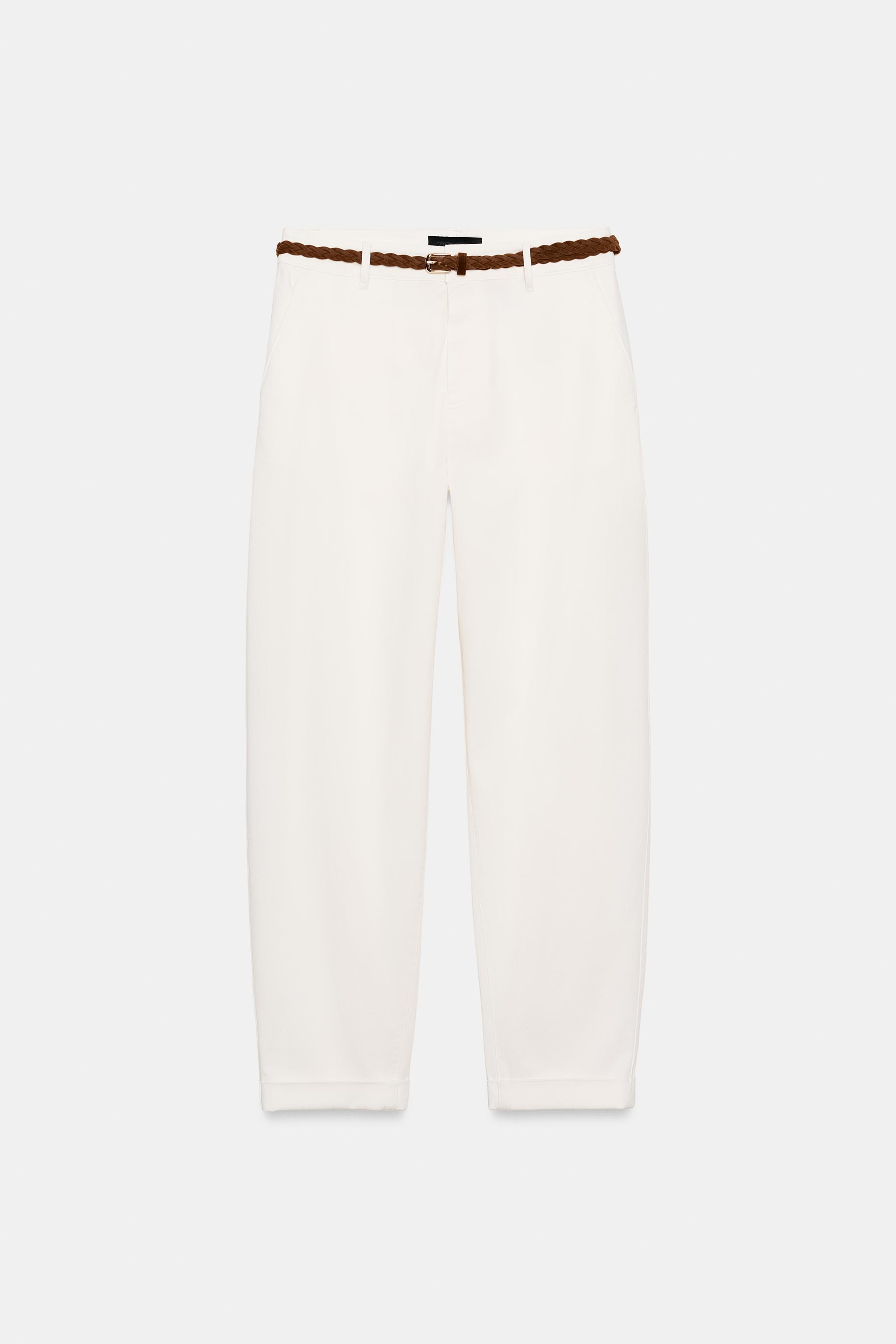 BRAIDED BELT CHINO PANTS - Indigo | ZARA United States