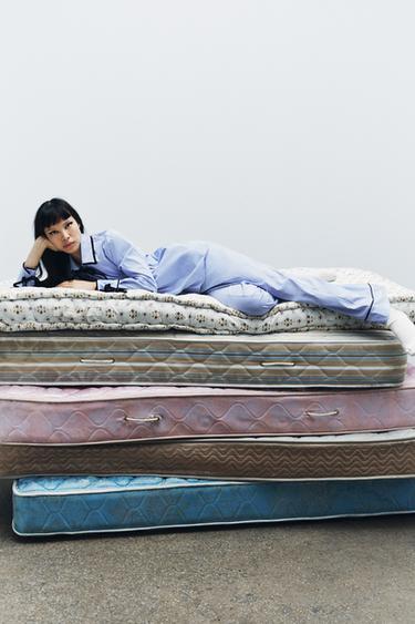 VELVET STRIPE PYJAMA SHIRT - Blue/White by Zara - Image 0